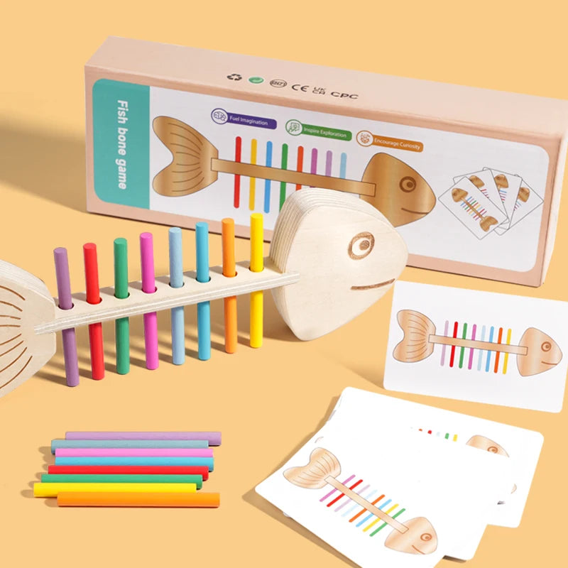 Montessori Wooden Balance & Color Matching Game - Fishbone