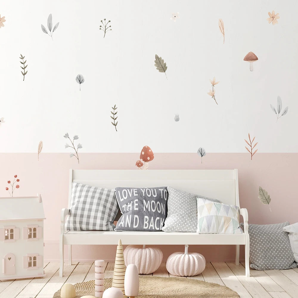 Nursery Wall Stickers Removable Vinyl Decals - Mushrooms