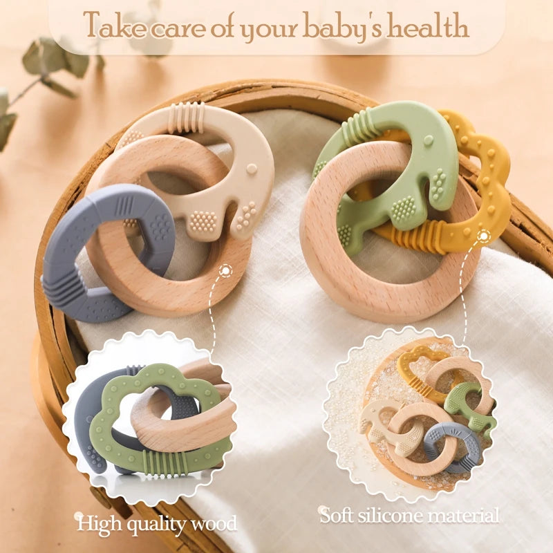 Silicone & Wooden Baby Teethers
