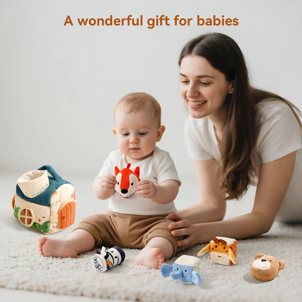 Montessori Plush Farm Animal Barn Set – Musical & Cognitive Toy