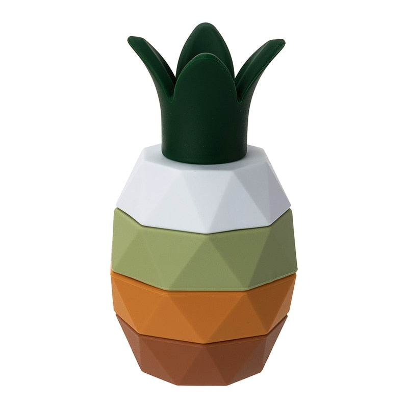 Montessori Building Silicone Stacking Blocks - Pineapple