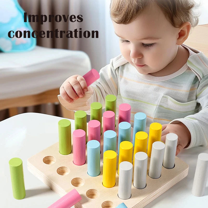 Montessori Wooden Colorful Plugboard