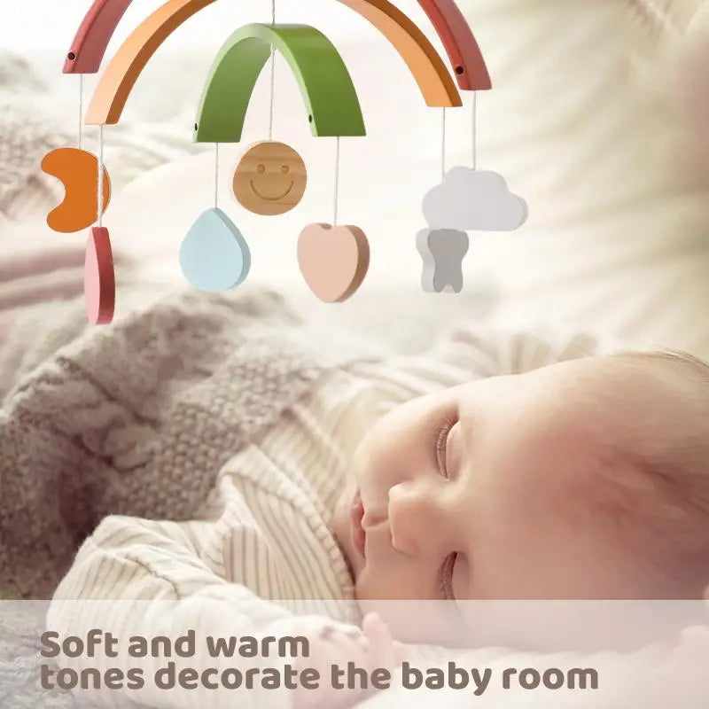 Montessori Wooden Rainbow Mobile – Hanging Crib Rattle Toy