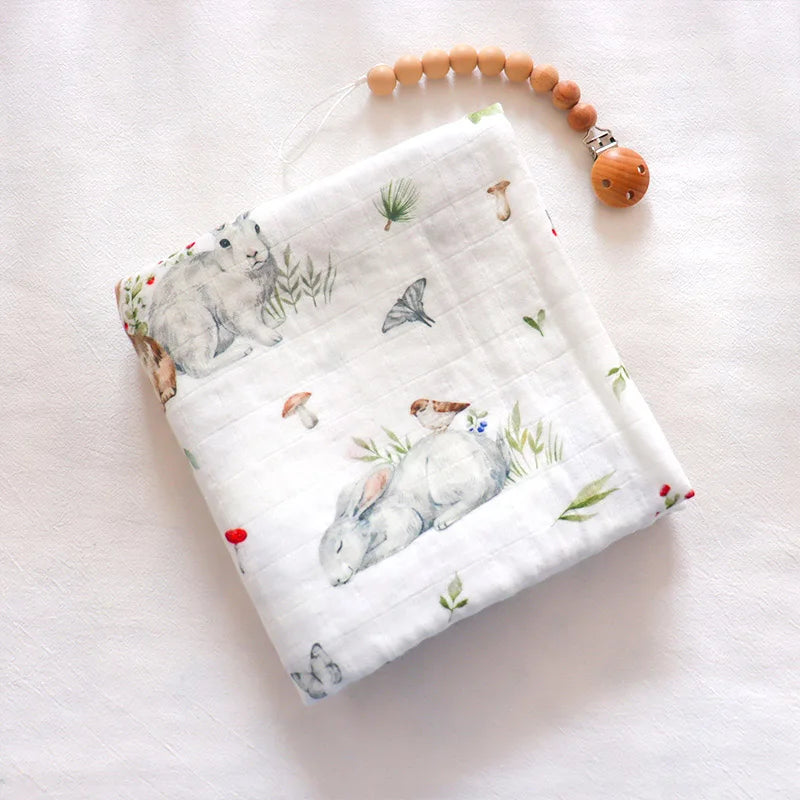 Soft Cotton Baby Blanket – Muslin Swaddle Wrap & Burp Cloth for Newborns