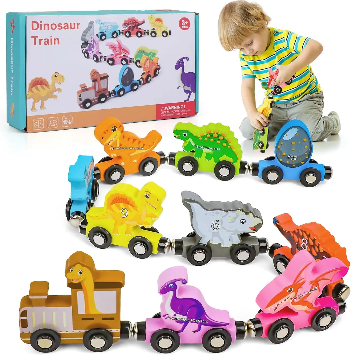 Montessori Wooden Magnetic Train Set - Transportation