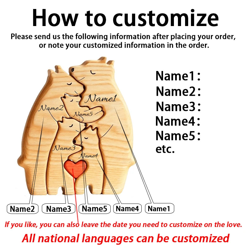 Personalized Wooden Rabbit Puzzle – Custom Family Name Keepsake Gift