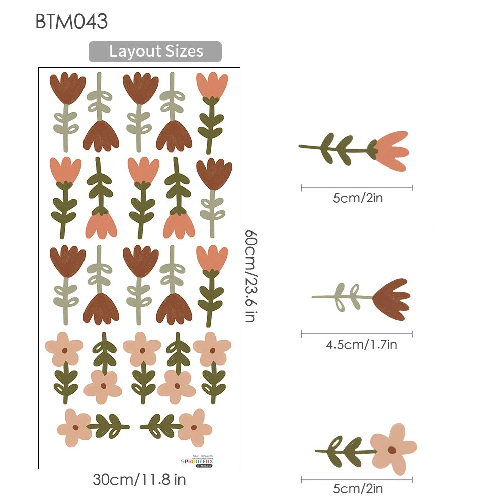 Nursery Wall Stickers Removable Vinyl Decals - Boho Flowers
