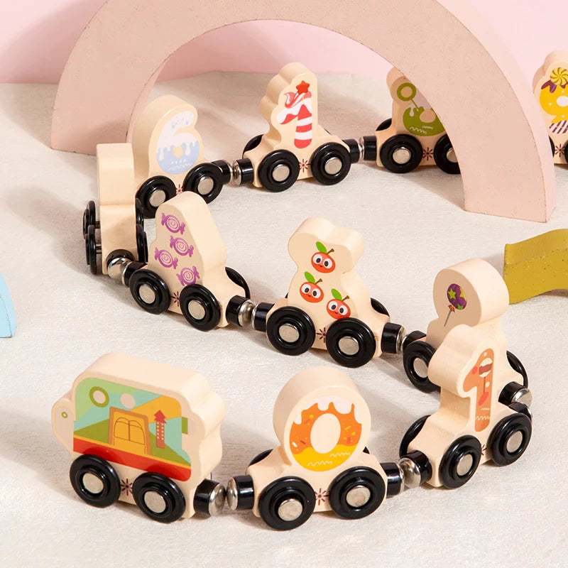 Montessori Wooden Magnetic Train Set - Numbers