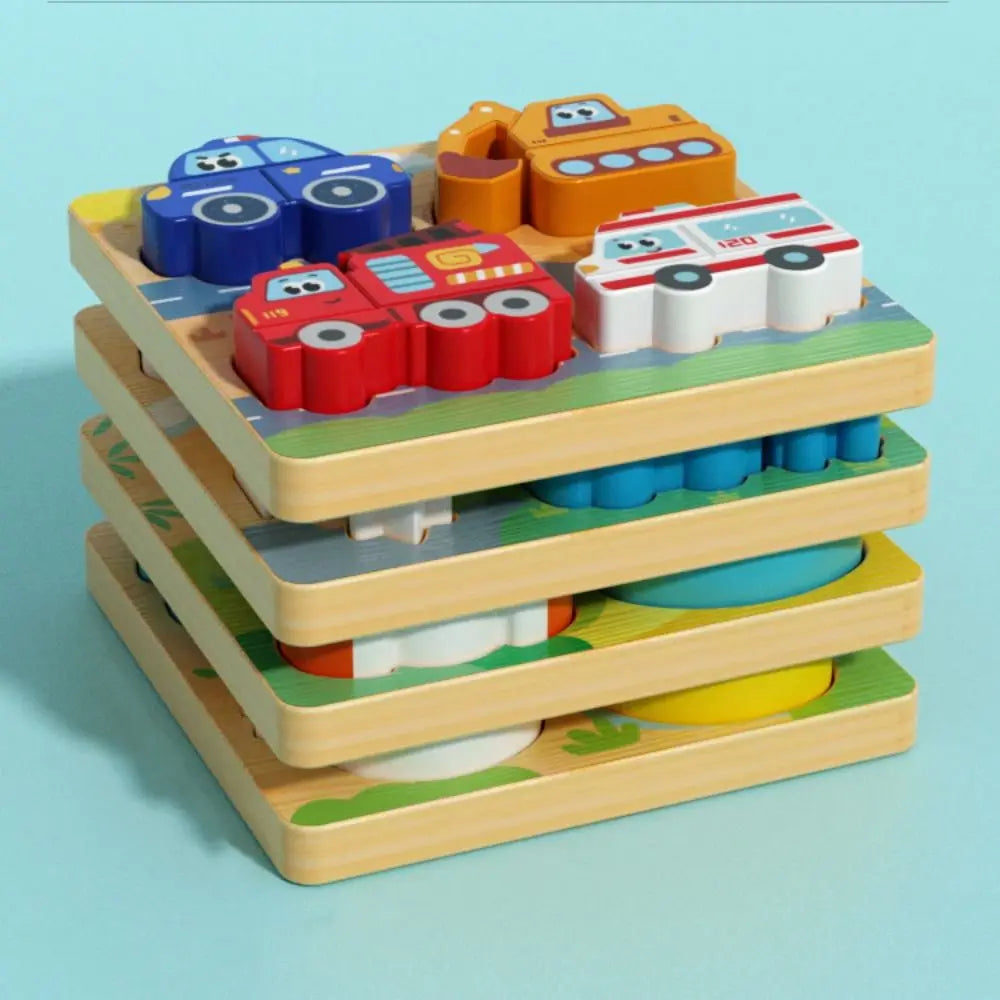 Montessori Wooden 4-in-1 Animal Face Puzzle – Logical Thinking & Shape Matching Game