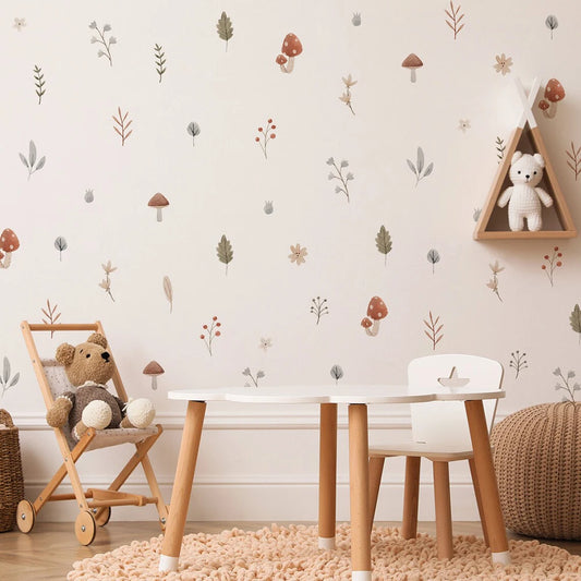 Nursery Wall Stickers Removable Vinyl Decals - Mushrooms