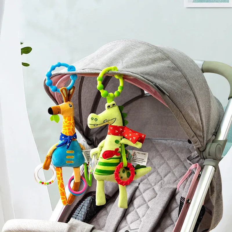 Soft Animal Stroller Toy - Infant Crib & Car Seat Rattle