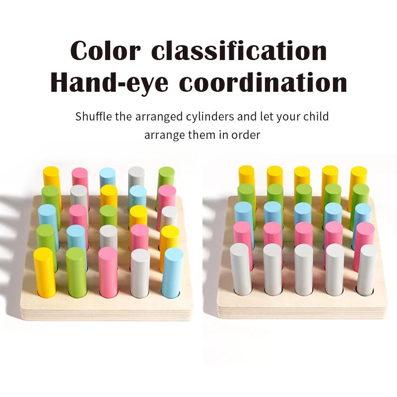 Montessori Wooden Colorful Plugboard