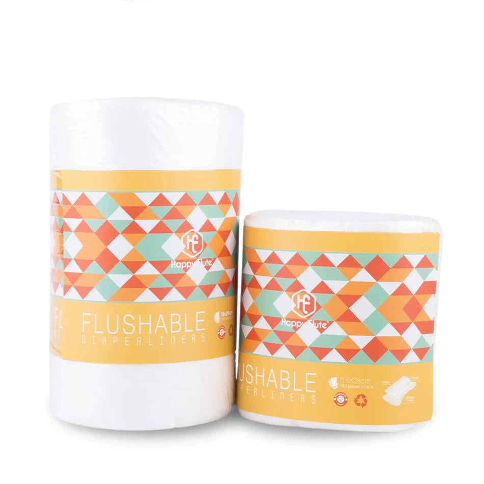 HappyFlute Bamboo Diaper Liners – 2 Roll Set of Flushable Biodegradable Cloth Diaper Liners