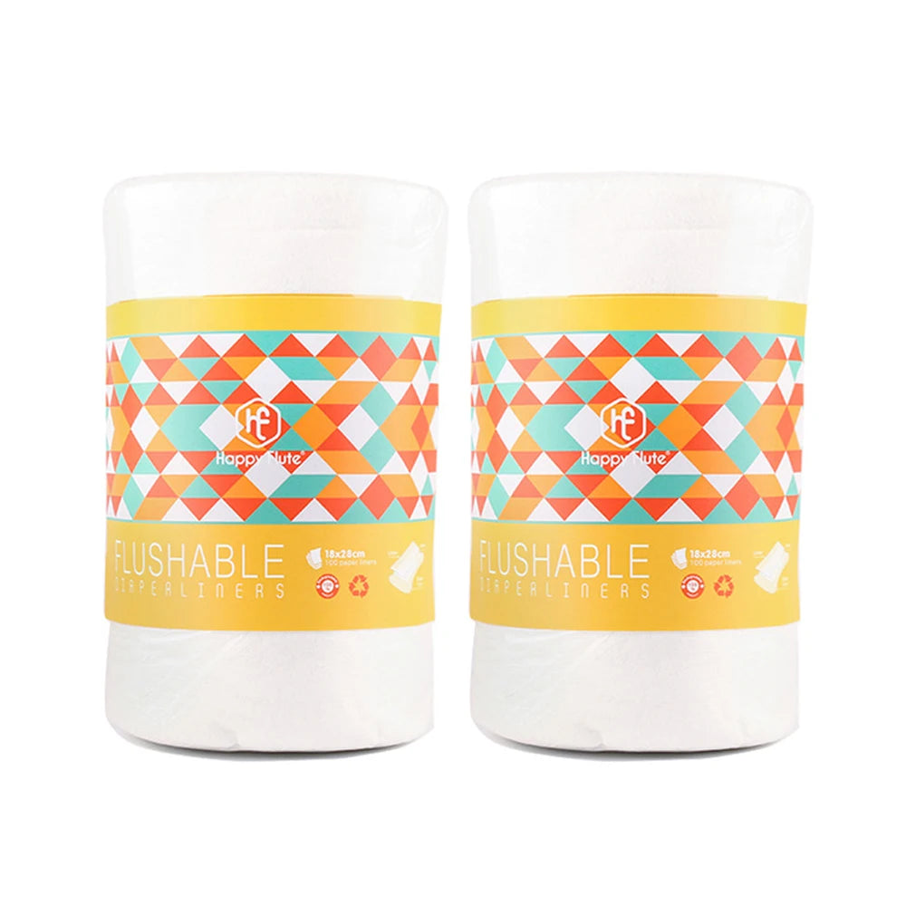 HappyFlute Bamboo Diaper Liners – 2 Roll Set of Flushable Biodegradable Cloth Diaper Liners