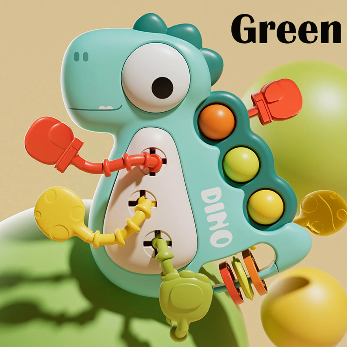 Montessori Dinosaur Pull String Toy – Infant Sensory & Teething Toy Gift