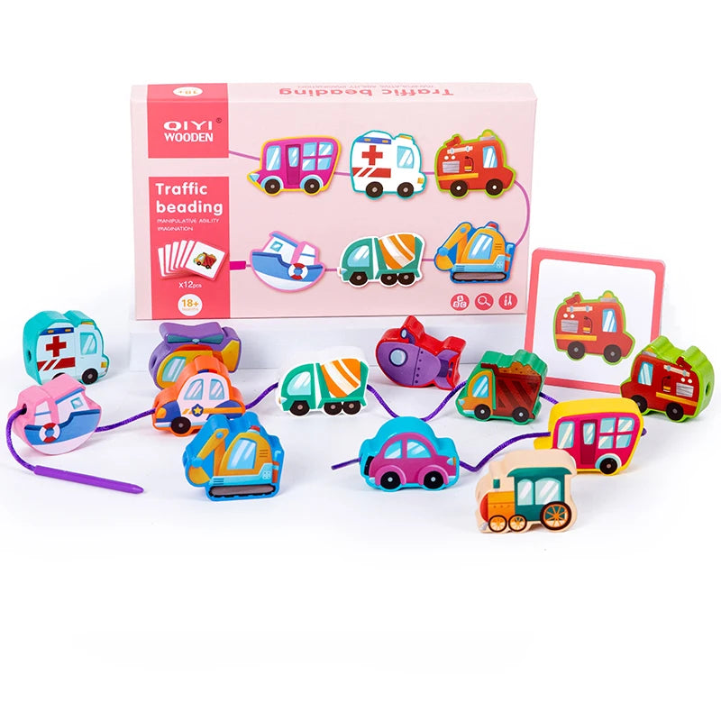 Colorful traffic-themed beading set with packaging on a white background