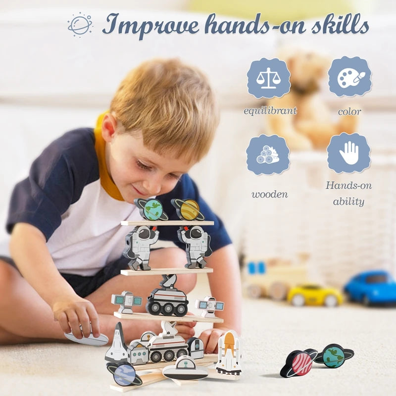 Montessori Outer Space Threading Seesaw Toy