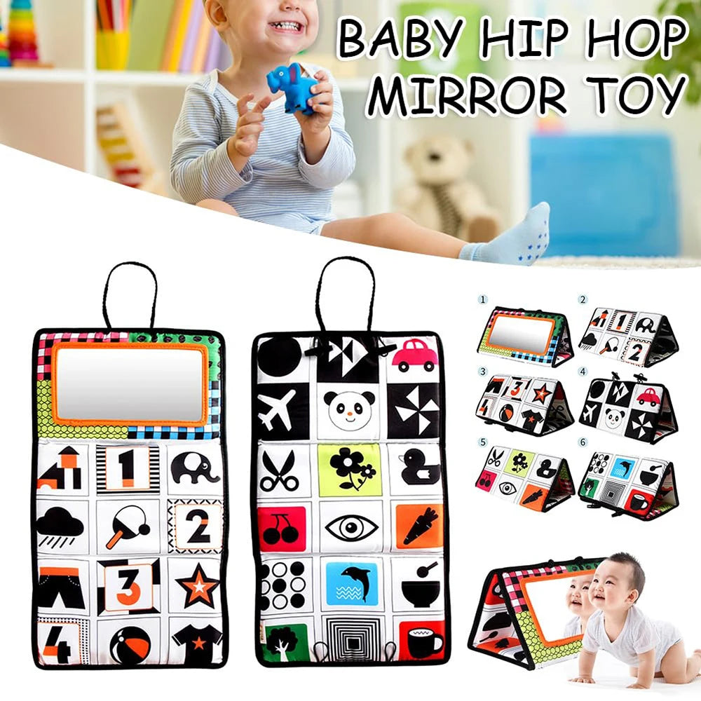 Black and White Newborn Mirror Toys Baby Tummy Time for Babies Montessori Development Crawl High Contrast Activity Sensory Toy