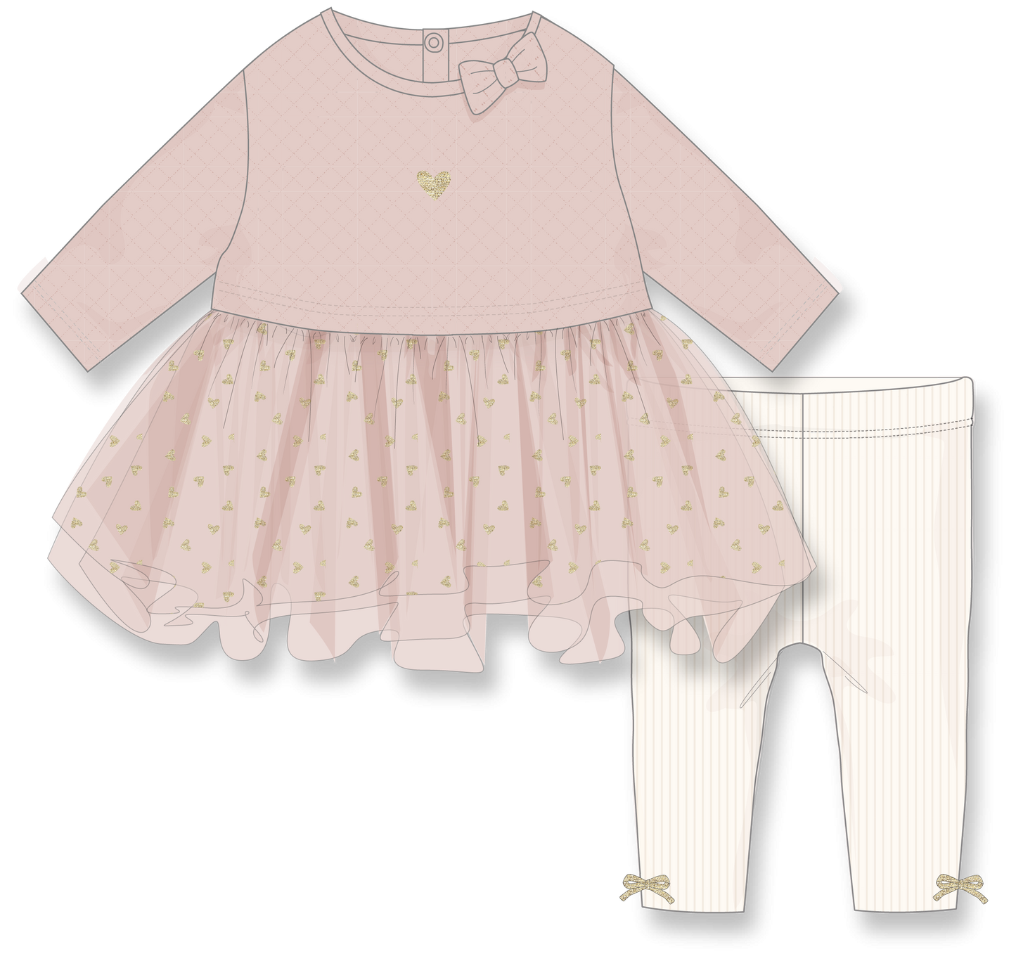 Baby Girl's Tutu Top Set - Hearts