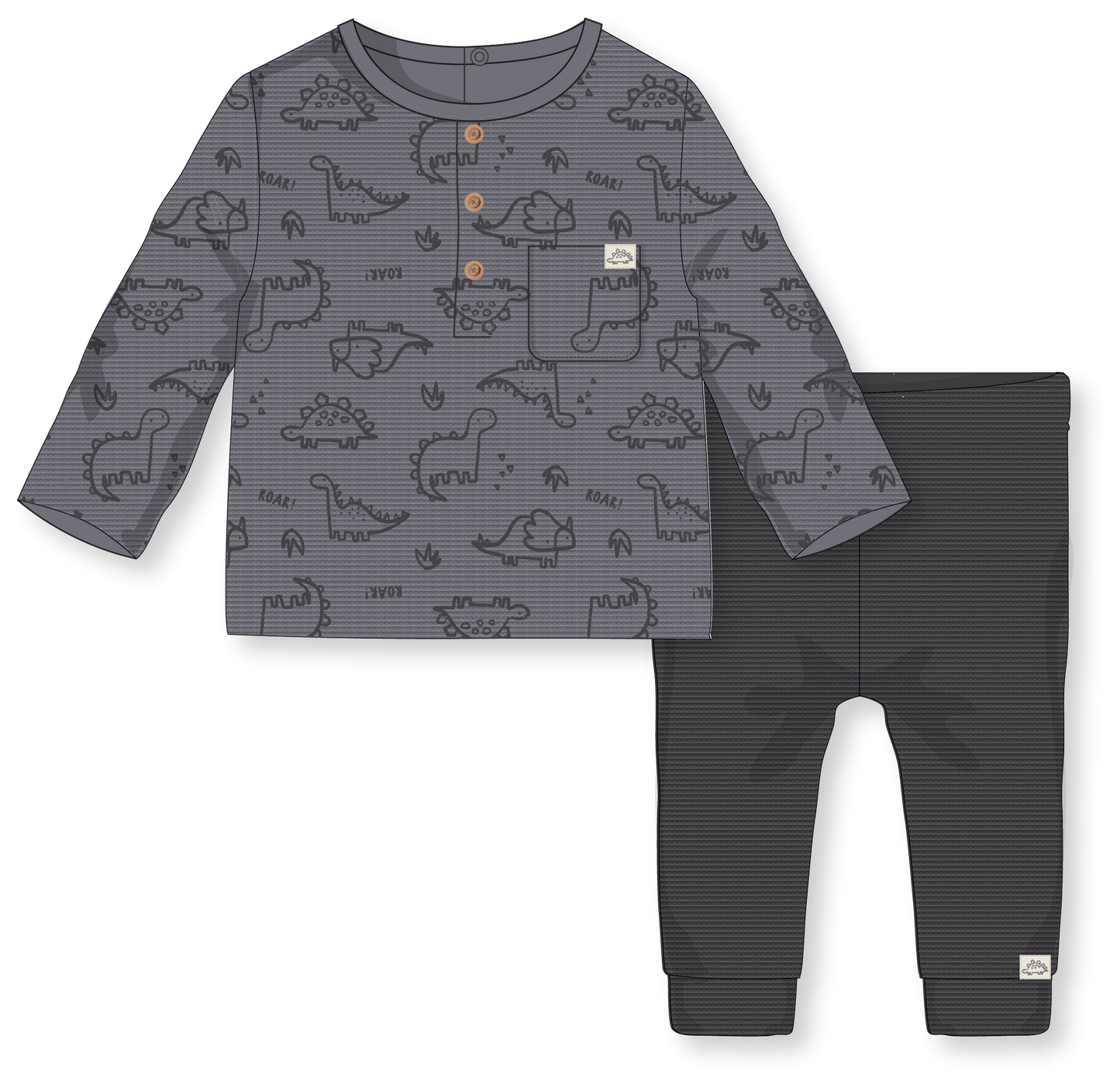 Baby Boy's Waffle Jogger Set - Dinosaur