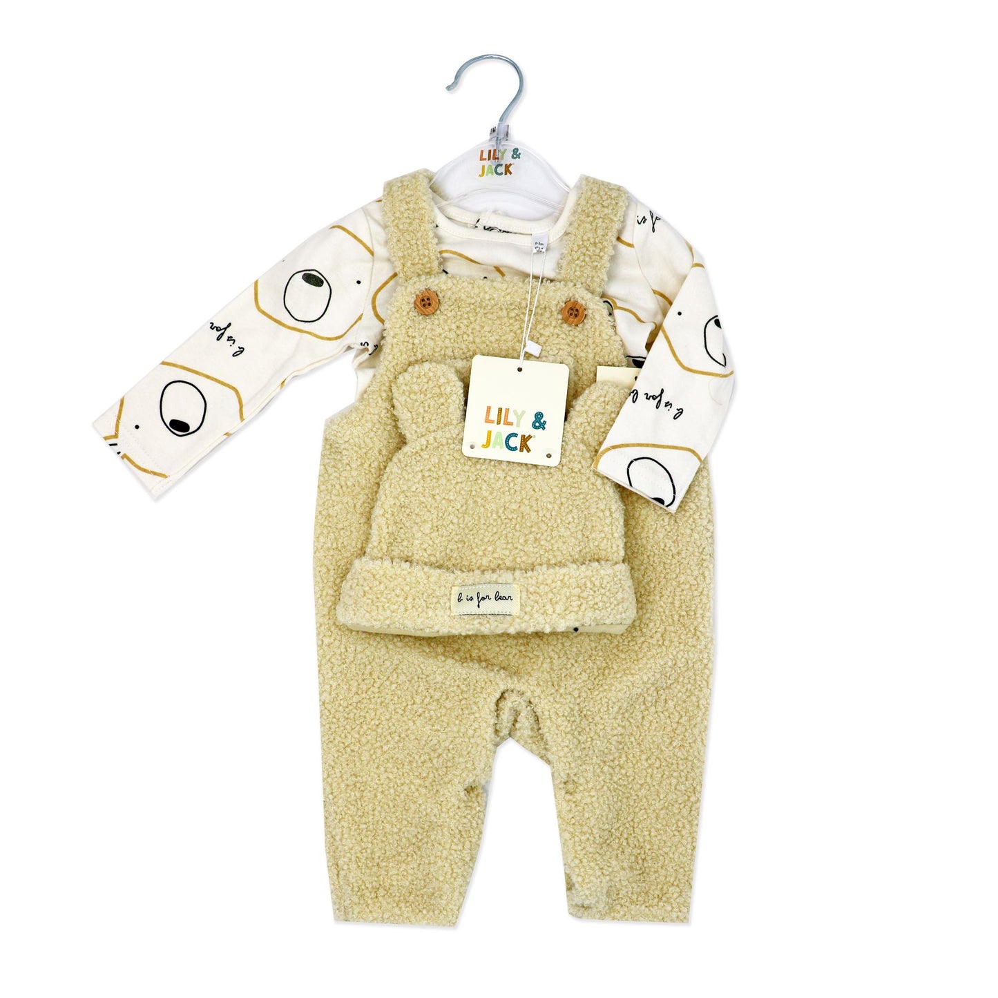 Baby's Sherpa Dungaree Set - B is for Bear