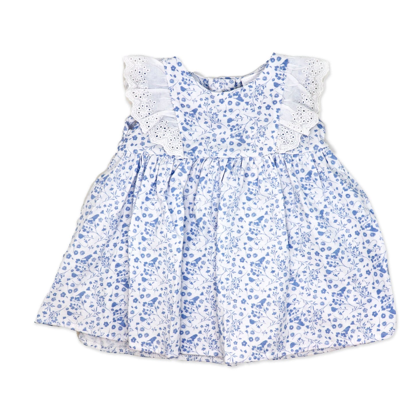 Baby Girls Dress with Headband - Blue Floral