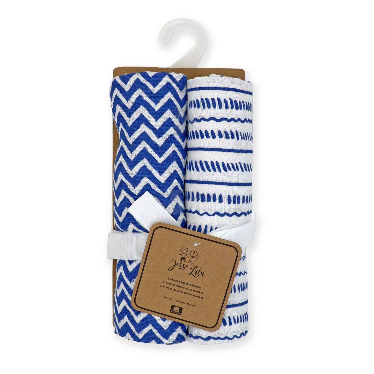 Muslin Swaddling Blanket - Blue Doodle