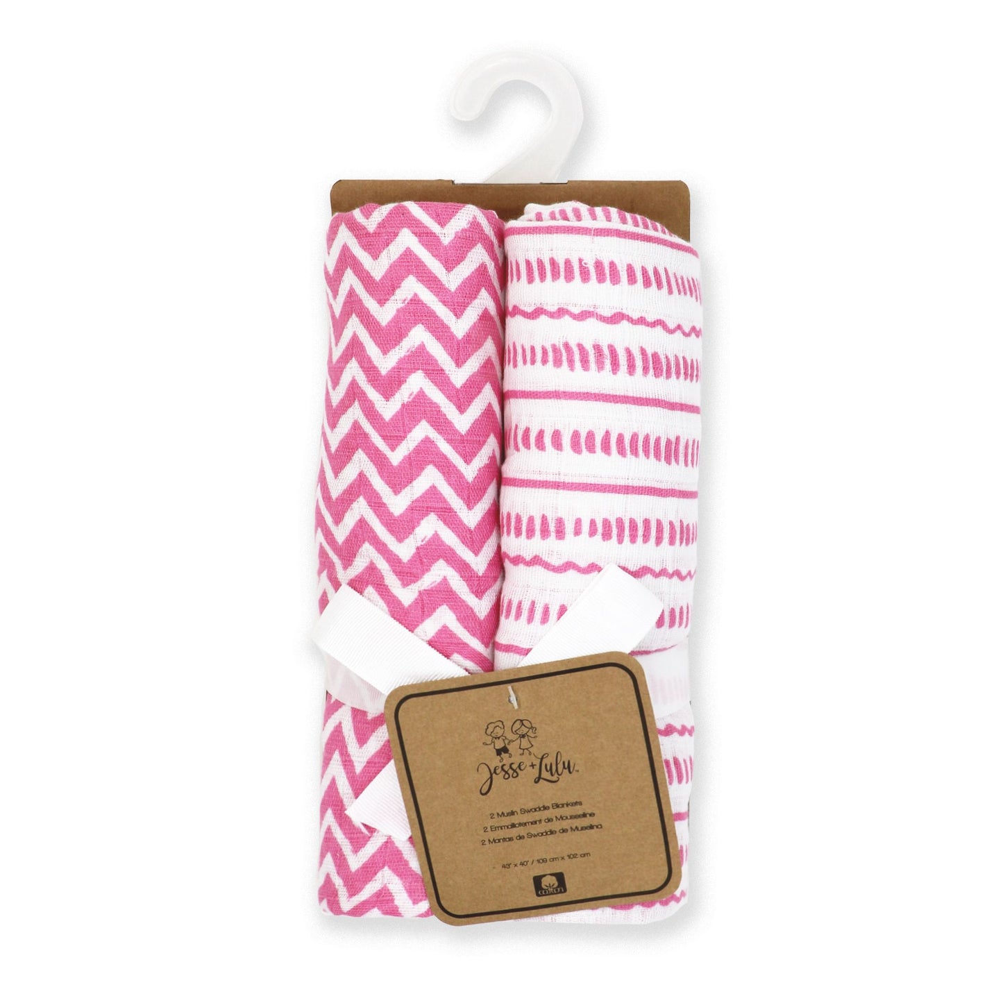 Muslin Swaddling Blanket - Pink Doodle