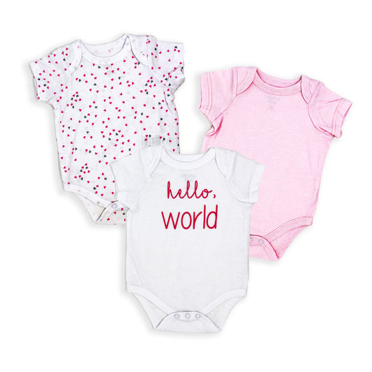 Baby Girl's Bodysuit Set - Hello World