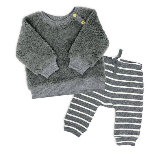 Baby Boy's Sherpa Jogger Set - Grey