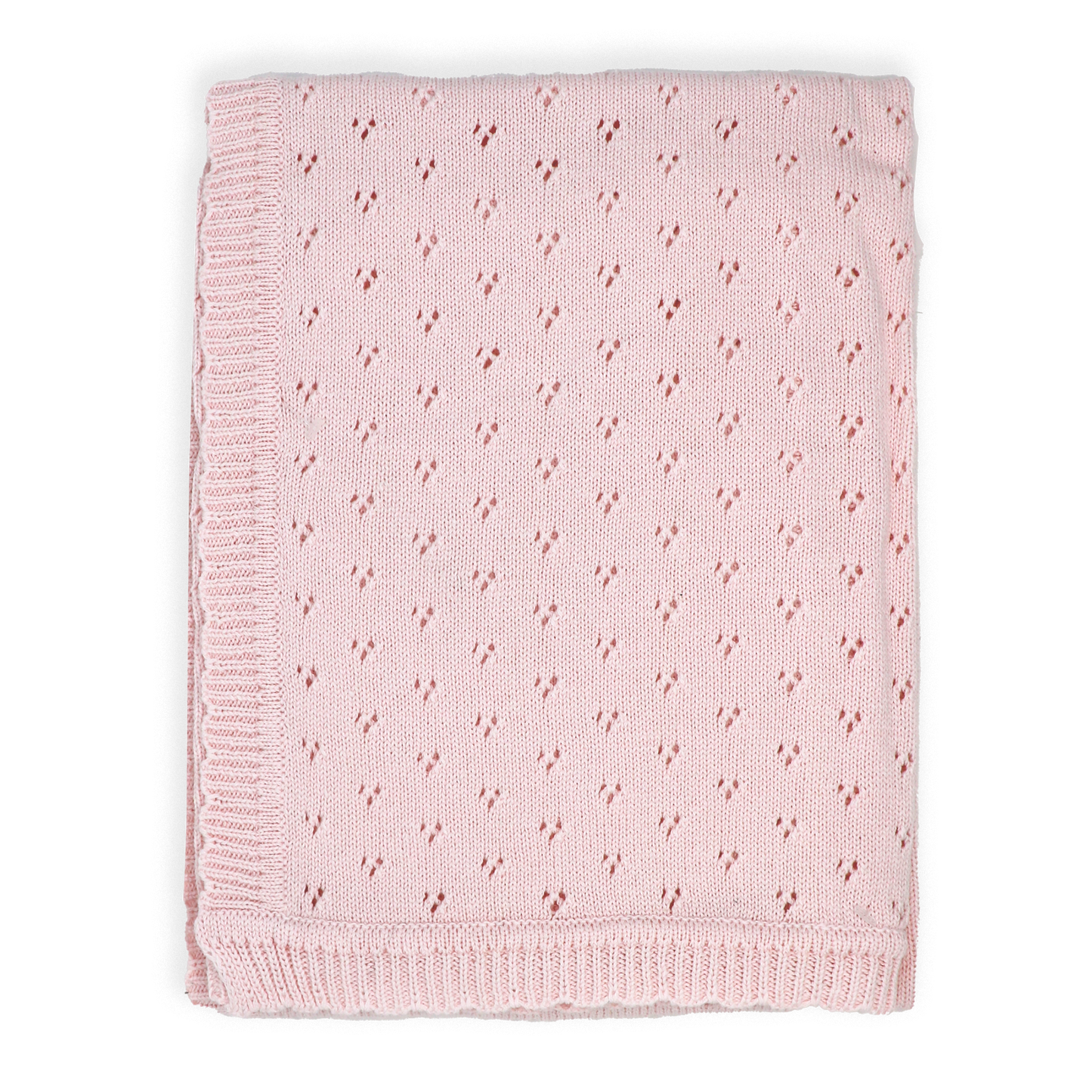 Baby's Pointelle Knit Blanket: Blush Pink