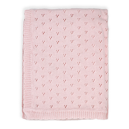 Baby's Pointelle Knit Blanket: Blush Pink