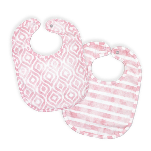 Muslin Bib Set - Watercolour Pink