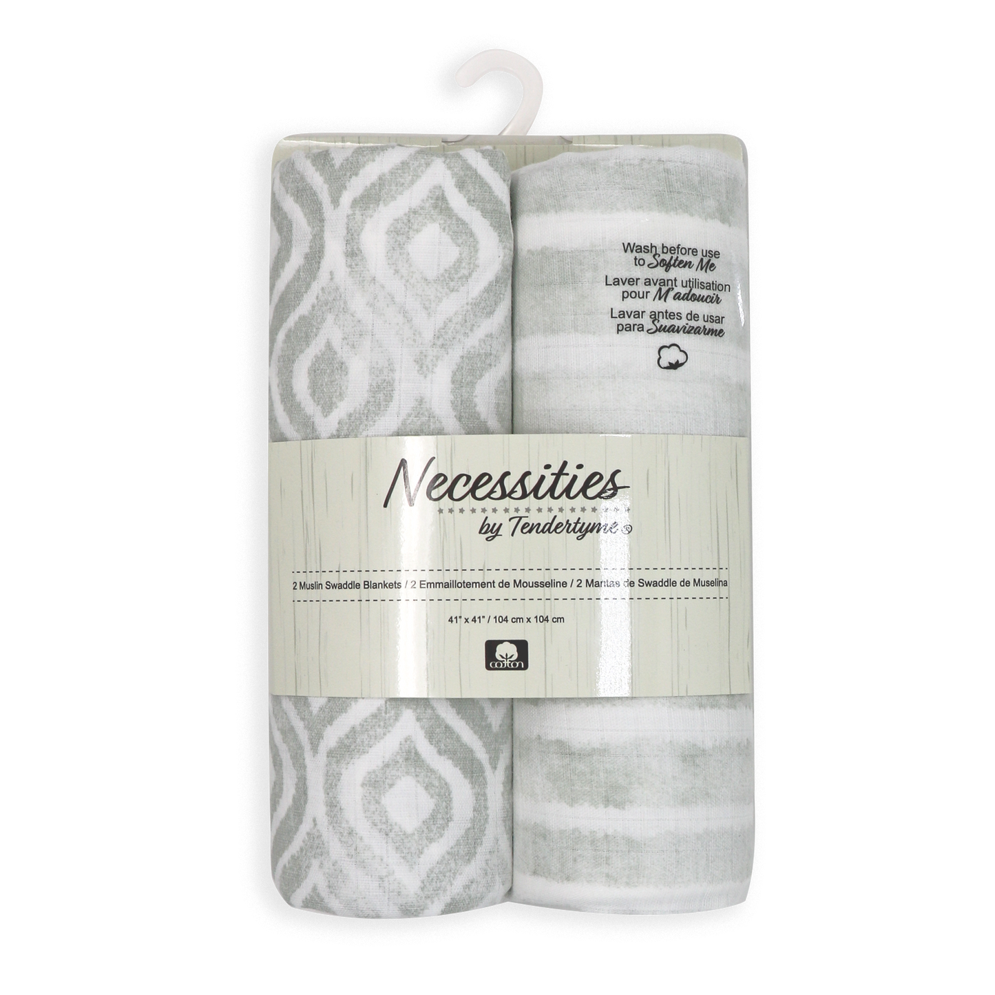 Muslin Swaddling Blanket - Grey Watercolour