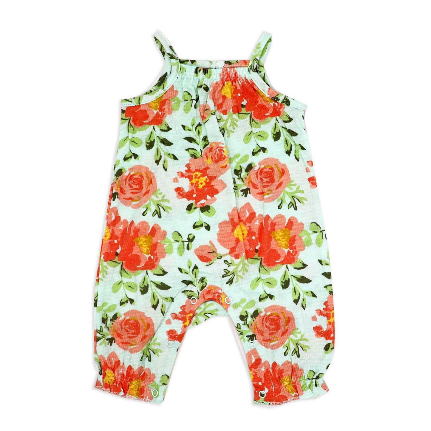 Baby Girl's Romper with Headband - Mint Floral