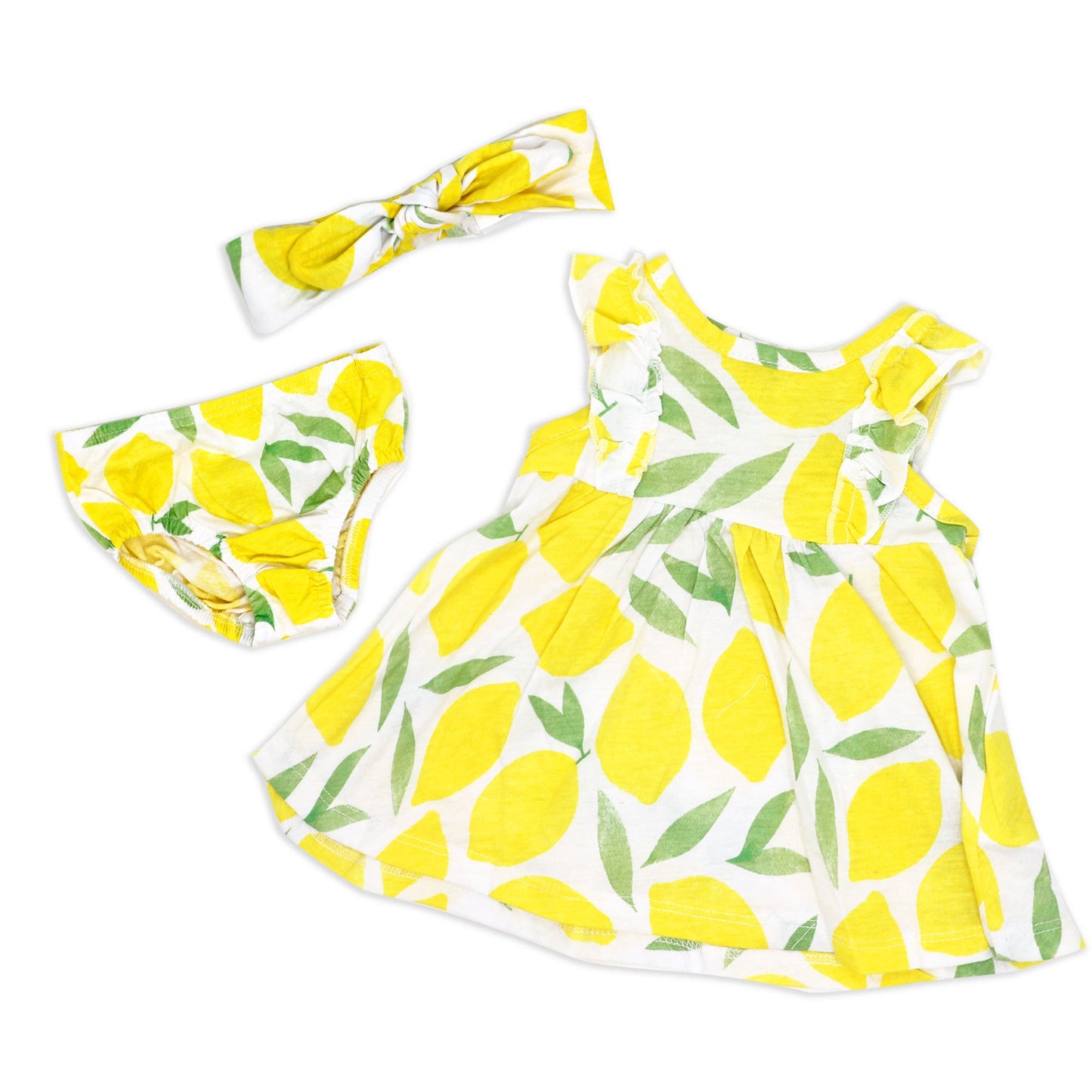 Baby Girls Dress with Headband - Lemon