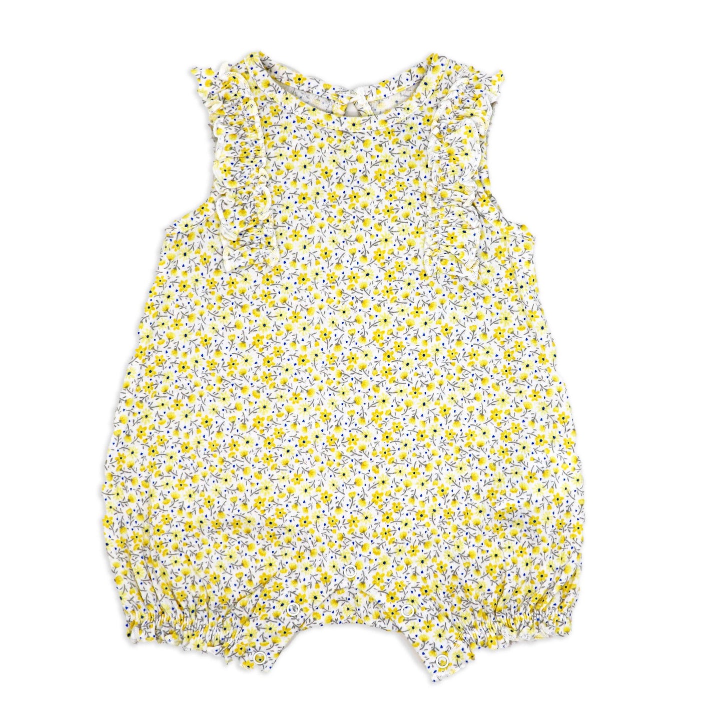 Baby Girl's Romper with Headband - Yellow Floral