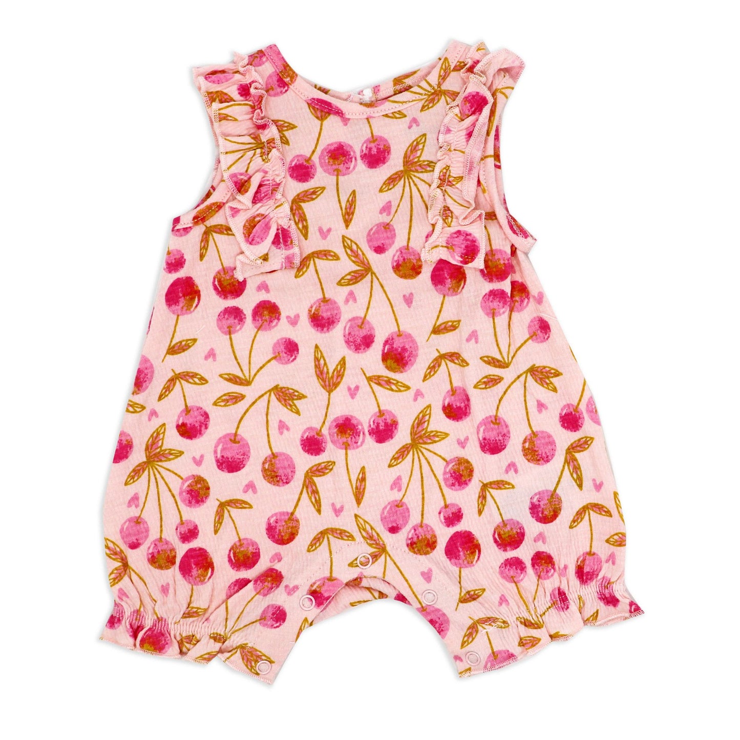 Baby Girl's Romper with Headband - Cherry