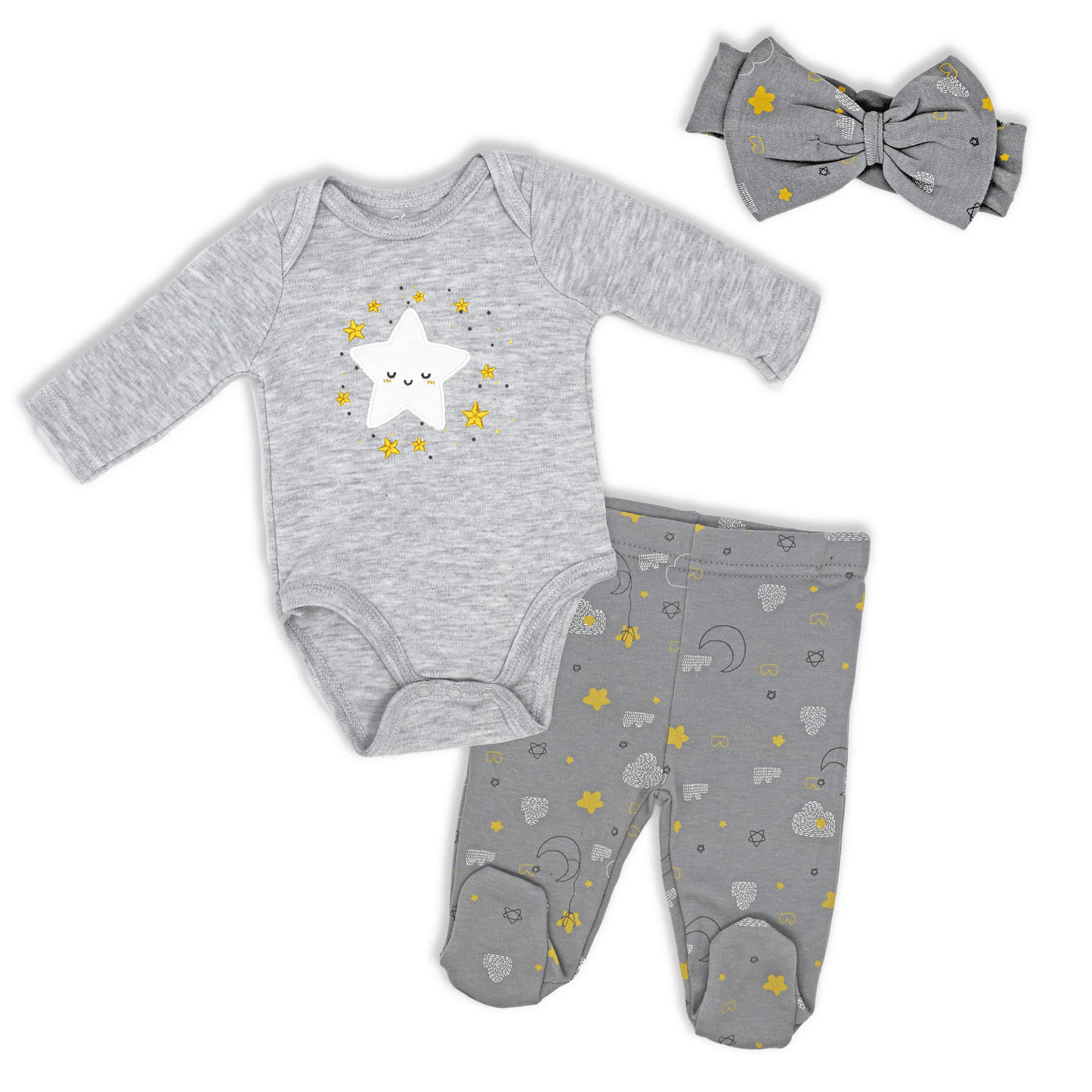 Baby Girl's Jogger Set with Headband - Star