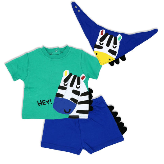 Baby Boy's Shorts Set with Bib - Zebra