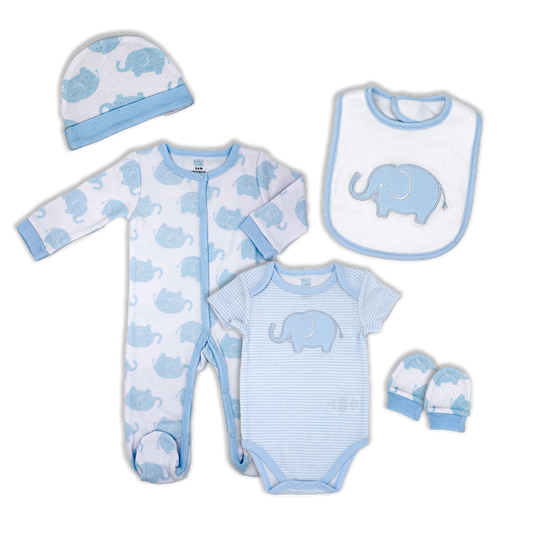 Blue Elephant Bodysuit Set - ittybittybubba