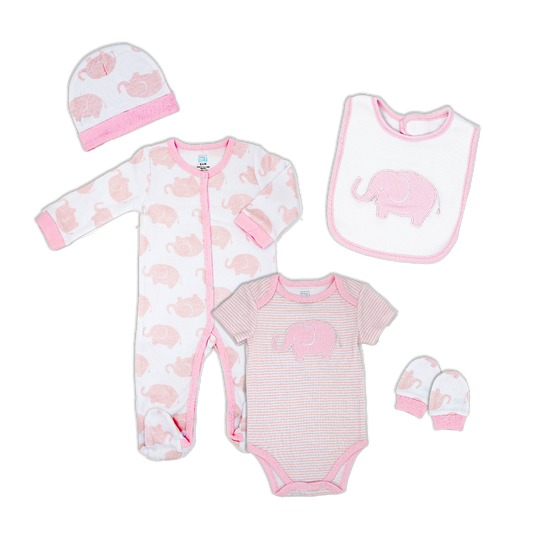 Pink Elephant Bodysuit Set - ittybittybubba