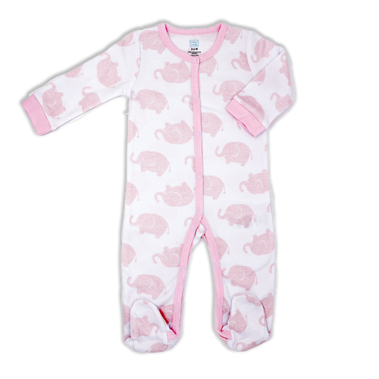 Pink Elephants Interlock Baby Bodysuit - ittybittybubba