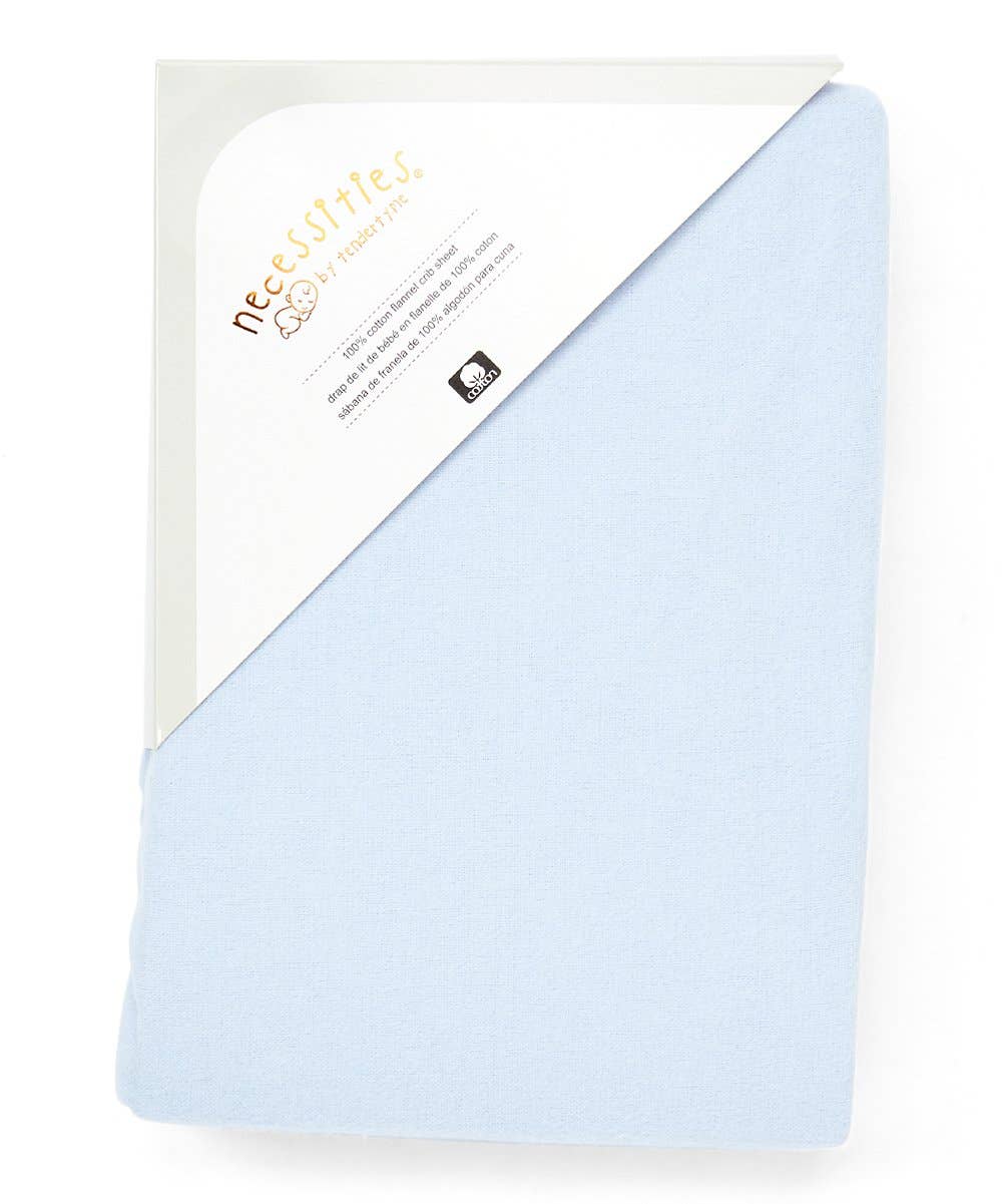 Solid Cotton Flannel Crib Sheet - Blue - ittybittybubba