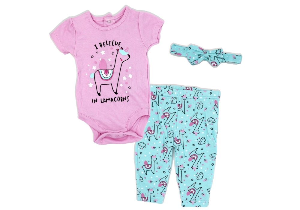 Baby Girls 3 Piece Legging Set - Llamacorn