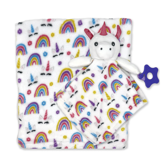 Unicorn Blanket & Teether NuNu Security Blanket Set