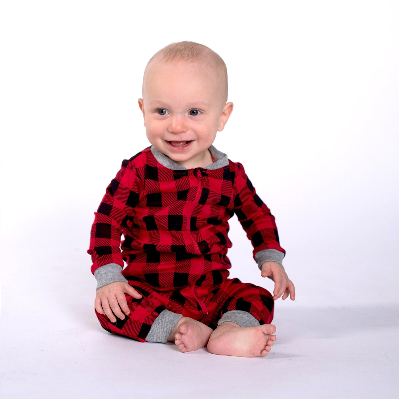 Buffalo Plaid Footless Baby Sleeper Bodysuit - ittybittybubba