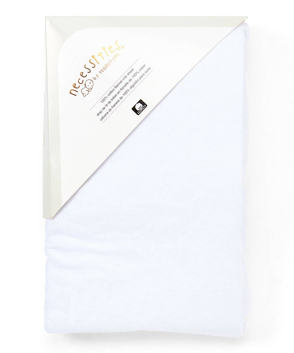Solid Cotton Flannel Crib Sheet - White - ittybittybubba