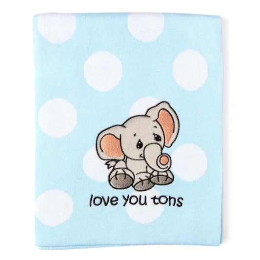 Dot love You Tons Elephant Knit Blanket - ittybittybubba