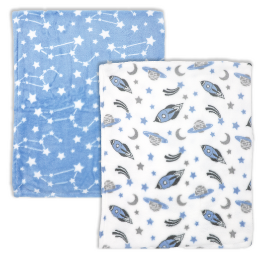 Printed Fleece Baby Blanket - Space - ittybittybubba